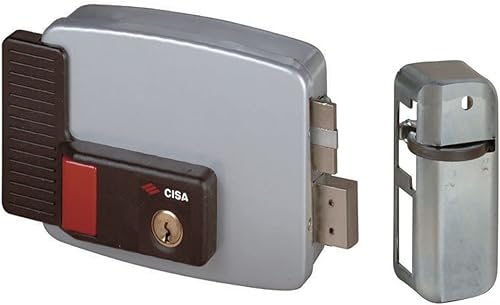 CISA 111670601, Serratura Elettrica da Applicare, Entrata 60 mm, Catenaccio a Mandate Manuali, Pulsante e Cilindro Interno, Mano Destra - Honorern