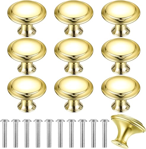 11 Pz Pomelli per Mobili, Rotondo Pomelli Cucina Vintage, Oro Maniglie e Pomelli per Armadietti, Pomelli per Porte in Acciaio Inox, Oro Pomelli per Cucina, Pomello per Porta di Armadio Cassett - Honorern
