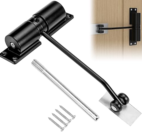 Chiudiporta, Molla Chiudiporta Silenzioso Leggero e Silenzioso per Porte da 30 kg, Chiudiporta Regolabile a Molla con Asta di Regolazione, Piastra di Montaggio e Viti, per l'home Office - Honorern