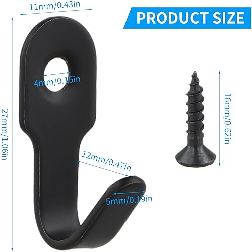 10 Pezzi Ganci da Parete per Appendere Ganci in Stile Antico Neri Mini Gancio Singolo Ganci da Parete Piccoli con 10 Viti per Cucina, Bagno, Camera da Letto e Armadio - Honorern