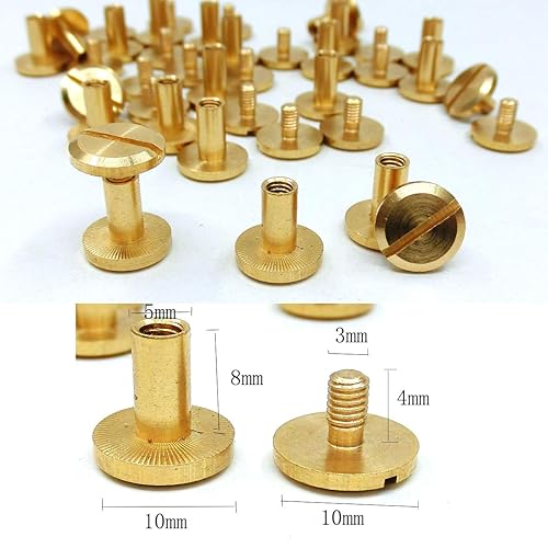 20 Borchie a vite Chicago con testa a stella in Rame Alto grado per libro scrapbook photo album cintura in pelle (4X8mm) - Honorern