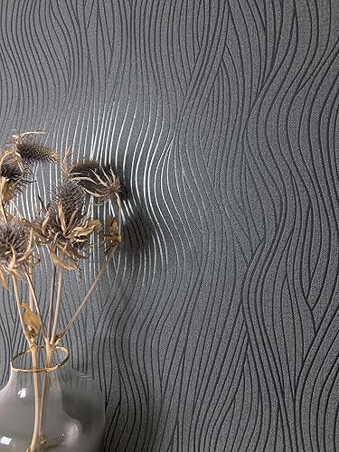 carta da parati Bianchi Ondulazioni Tessuto non Tessuto - Striscia Salvia Verdi Linea Struttura Moderna - Honorern