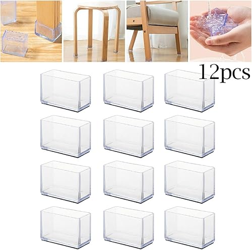 12 protezioni per pavimenti per gambe di sedie, tappi rettangolari per gambe di sedie, tappi protettivi per mobili, protezione per piedi della sedia, nessun rumore, nessun graffio (40 x 60 mm) - Honorern