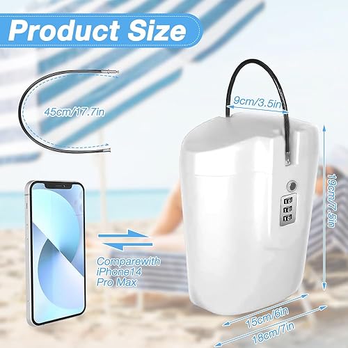 Cassaforte Portatile da Spiaggia, 2L Cassetta Sicurezza Spiaggia, Cassaforte da Spiaggia per Ombrellone per Cavo Rimovibile, Mini Cassaforte Portatile da Spiaggia con Codice Numerico, Campeggio - Honorern