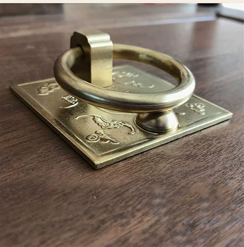 Portone Batacchio Antico Squar maniglie in bronzo cassetto del Governo Manopole Battente Retro ottone della cucina Pomello Pull 6x6cm anello Maniglia Battente Porta Antico ( Color : Bronze color ) - Honorern