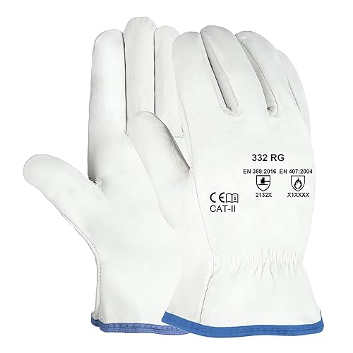 Guanti da Lavoro in Pelle | 3 Paia | Taglia 9 / L | Per Catene di Montaggio, Agricoltura, Saldatura, Raffinerie - Honorern