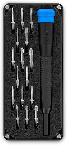 iFixit Minnow Precision Bit Set, set di punte da cacciavite di precisione, con 16 punte (4 mm) e cacciavite, pratico da viaggio per smartphone, tablet - Honorern