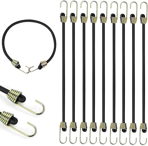 Elastici con gancio, cinghie di tensione in gomma, estensori con gancio dorato, tendicinghi, per bagagli, telone da campeggio, 25 cm, 10 pezzi (oro) - Honorern