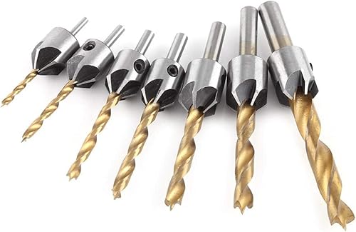 Punta trapano per svasatore in acciaio Utensile per foratura per centeria gambo dritto con strumenti per chiavi esagonali (set 7 pezzi + chiave piccola (3-10 mm)) + svasatore set di - Honorern