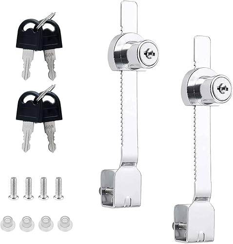 Confezione da 2 serrature a cremagliera, serrature per terrari, serrature per vetrine, con vite di fissaggio, serratura a cricchetto, serratura per porta in vetro, con chiavi diverse - Honorern