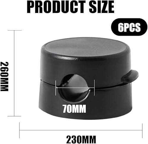 Organizzatore di Clip per Cavi da Tavolo, Supporto per Cavi Rimovibile in 6 Pezzi, Clip per Cavi Rimovibili con Adesivo, Cavi durevoli per USB, Cavi Audio, Nero - Honorern