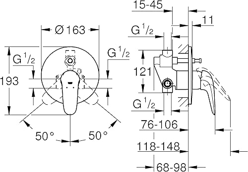 Grohe 23730003 Parte Esterne Miscelatore Vasca/Doccia Eurostyle New 23730003, Cromo - Honorern