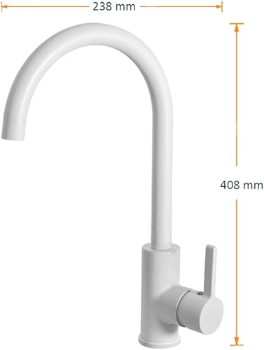 Rubinetto Miscelatore Cucina monocomando canna girevole Bianco QMFC04BI - Honorern