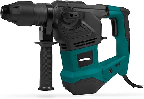 VONROC Martello rotante perforatore 1800W-6 Joule. 4 funzioni. Velocità regolabile - SDS plus. Incl. impugnatura,3 punte e 2 scalpelli - Honorern