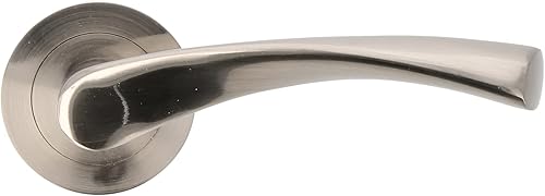 Amig - Set di Maniglie con Rosetta in Zama per Porte | Mod. ISHI RX | Ø52 mm | Quadretto da 8 mm | Design Elegante e Semplice | Alluminio Nichel Spazzolato - Honorern