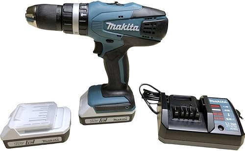 Makita HP457DWE - Trapano avvitatore a percussione, a batteria Li-ion, 1.5 Ah, 18V, Nero, Blu, 1/2 pollice - Honorern