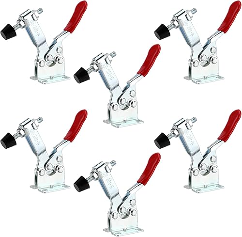 NGOSUET GH-201-B - 6 tenditori per leva del ginocchio, verticali, 100 kg, a sgancio rapido, orizzontale, per funzionamento a macchine, carpenteria, saldatura, colore rosso - Honorern
