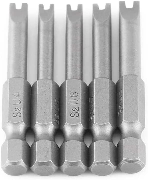 5 cacciaviti a forma di U, Fixinus 1/4 pollici, attacco esagonale S2, in lega di acciaio a forma di U, set di cacciaviti magnatici, lunghezza 50 mm - Honorern