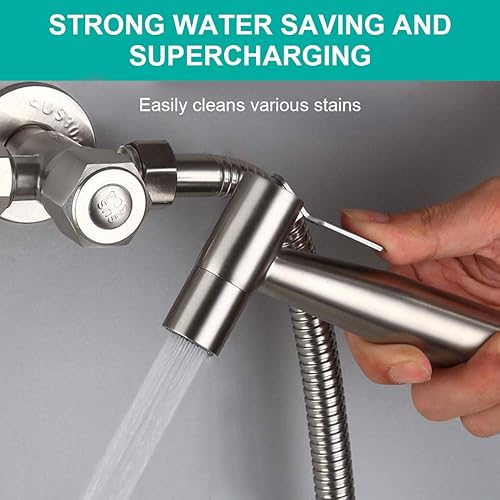 Set per bidet con doccetta e supporto da parete in acciaio inox con 2 guarnizioni per WC e soffione doccia - Honorern