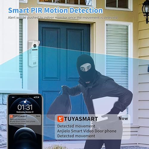 Sistema di videocitofono cablato 2 unità 7 pollici Touch Monitor WiFi Kit videocitofono, monitoraggio, 3 in 1 sblocco per casa appartamento, Tuya (Bianco) - Honorern