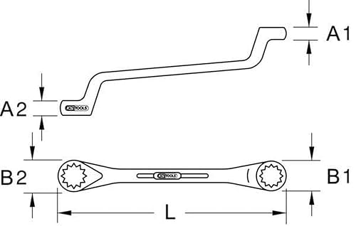 KS Tools 517.0847 Chiave poligonale a due bocche, curvata, 13x15 mm - Honorern