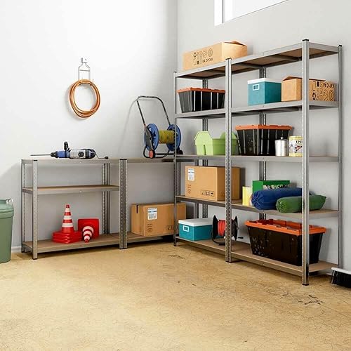 2x Scaffali a 5 Ripiani in MDF Modulabile Metallo Zincato, 90LX40PX180H cm,Scaffale Metallo per Carichi Pesanti,Portata Massima 875Kg - Honorern