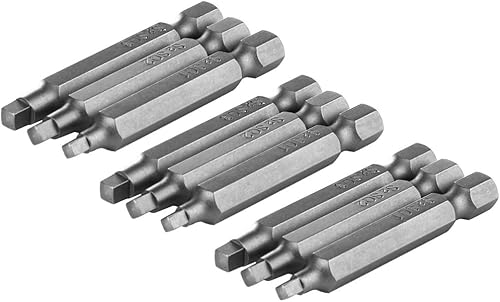 Mesee Set di 9 Punte per Cacciavite a Testa Quadrata da 50mm Punte Magnetiche con Gambo Esagonale da 1/4' in Acciaio S2 Kit Punte a Testa Quadrata SQ1 SQ2 SQ3 per Cacciaviti Elettrici a Mano - Honorern