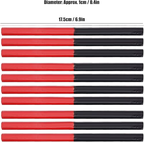 10 Pezzi Matite da Carpentiere,Matita Esagonale HB 175mm,per Lavorazione del Legno per Cantiere fai da te in Muratura Falegnameria,Piastrelle in Legno Metallo Vetro Pelle - Honorern