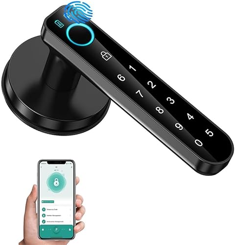 Maniglia Della Porta Con Impronta Digitale,Serratura Elettronica Con Tastiera a Sfioramento,Serratura Intelligente Con Tastiera Touch e Funzioni Smart,Per Porta d'Ingresso, Casa, Ufficio, Appartamento - Honorern