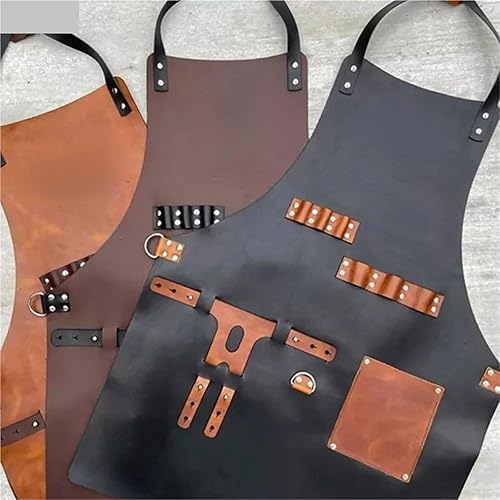 Grembiuli da Lavoro Apron Kitchen Outdoor Apron PU Leather Multifunctional Work Apron Home And Kitchen Products Tool Aprons(Black) - Honorern