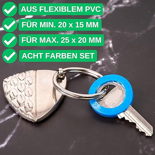 Set di 24 anelli di identificazione per chiavi, 8 colori, con tasti, per chiavi rotonde e quadrate fino a 2,5 x 2 cm, piccoli cappucci per chiavi, set per chiavi rotonde - Honorern