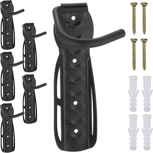 Relaxdays Portabici da Muro, Set da 6 Ganci da Parete per Bici, Regge Max. 25 kg, per Garage, Supporto Verticale, Nero, Acciaio - Honorern