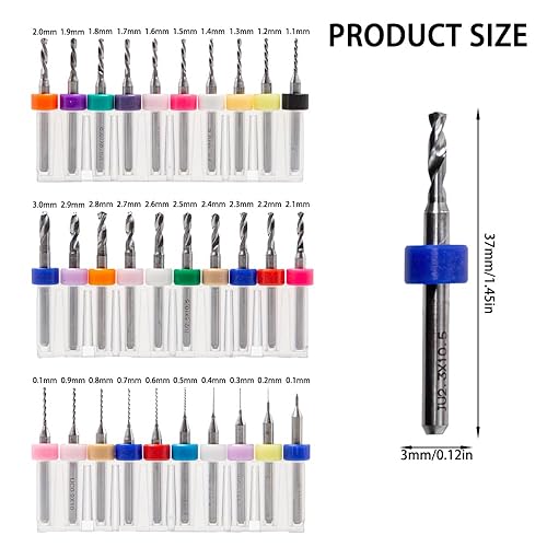 30 Pezzi Trapano PCB Carburo di Tungsteno 0.1mm-3.0mm Micro Punte da Trapano Spirale Flauto Carburo Set di punte per trapano PCB Punte da Trapano per Incisione CNC di Circuiti Stampati - Honorern