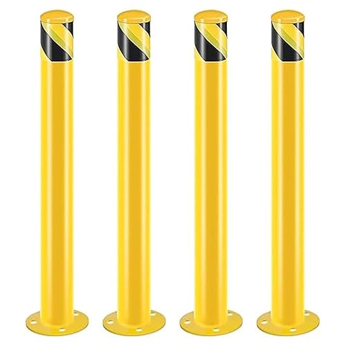 Dissuasore di Sicurezza 91cm, Dissuasore Paletto Verniciato Polvere Giallo, Barriera Parcheggio Auto con Bulloni di Ancoraggio per Pedoni (6 pezzi - diametro 7,6 cm) - Honorern