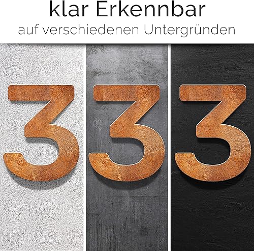 Numero civico vintage 3 - resistente alle intemperie - compreso il materiale di montaggio - N.03.R - Honorern