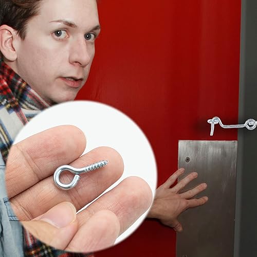 5 ganci tempesta con occhielli, 50 mm, fissaggio tempesta con filettatura in legno per persiane, cancelli e porte, ganci e occhiello in metallo zincato - Honorern