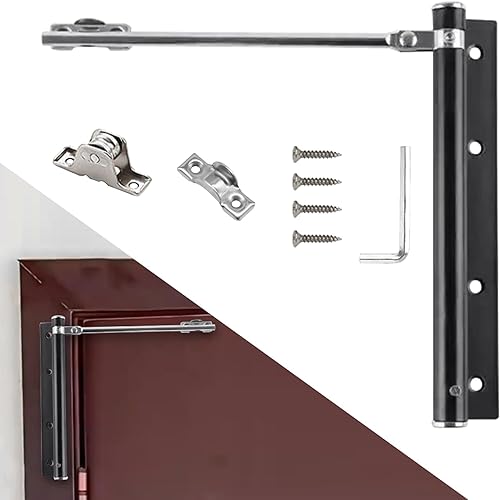 Chiudiporta automatico: chiudiporta a asta, autobloccante, acciaio inossidabile, montaggio su superficie, regolabile, chiusura automatica, ideale per uso residenziale e commerciale - Honorern