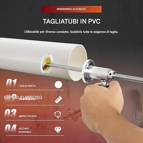 Cutter di tubi PVC all'interno, taglierina per tubi PVC interno | Set di taglieri di tubi addominali,Profondità di taglio regolabile da 7 pollici, strumenti idraulici, strumenti idraulici, strumento m - Honorern