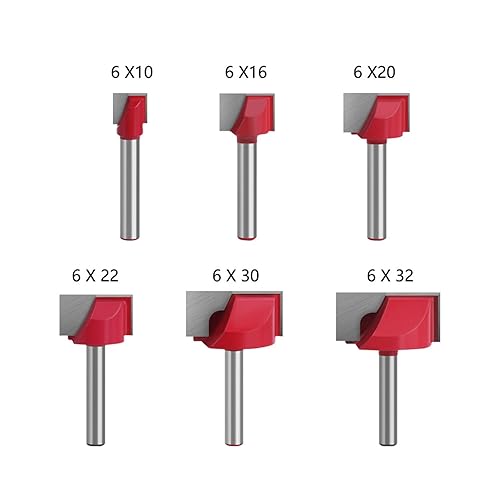 Set di 6 Fresa per la Pulizia del Fondo, con codolo da 6 mm, per la lavorazione del legno, punte da 10/16/20/22/30/32 mm - Honorern