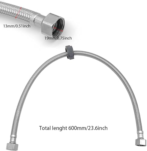 2 Pezzi Tubo Flessibile Intrecciato In Acciaio Inossidabile 60cm Tubo Flessibile Doccia per Rubinetto 1/2'' Tubo Doccia Flessibile per Lavandino Cucina Bagno - Honorern