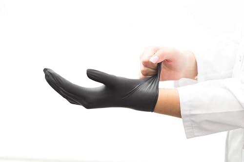 Guanti monouso in lattice BLACK, senza polvere, misura L, confezione da 100 pezzi - Honorern