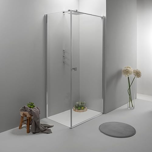 Box Doccia Angolare 80x100 Cm Porta Battente con Lato Fisso Trasparente - Honorern