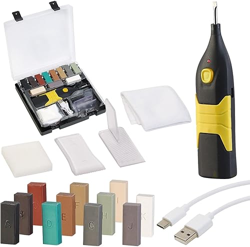 Set di riparazione in laminato: set di riparazione per parquet, laminato e legno con smalto per cera a batteria, USB (set di riparazione parquet, riparazione legno, riparazione) - Honorern