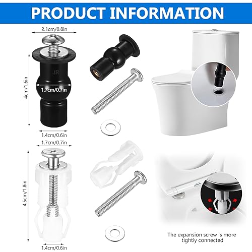 Tenbrachian 8 Pz Fissaggio Tavoletta WC, Fissaggi WC Sedile, Accessori per Sedile WC, Set di Fissaggio Viti per Sedile WC, Kit di Viti Espansione Dado di Gomma per Fissare Tavoletta Water - Honorern