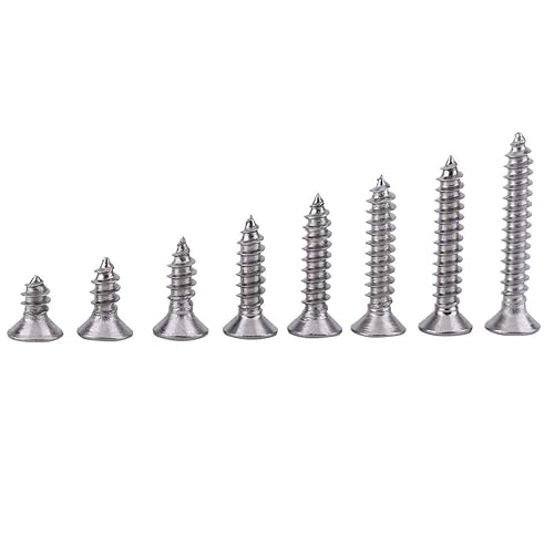 Assortimento di viti Tek in lamiera autoperforante in acciaio inossidabile SS304 da 200 pezzi M3 / testa piatta(Flat Head Self-tapping Screws) - Honorern