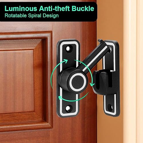 Serratura per Porta Scorrevole Illuminata, 90/180° Chiusura Porta Scorrevole, Bullone di Blocco Fibbia a Antifurto, Chiavistello Porta Blindata per Porte di Stanze, Bagni, Porte Scorrevoli - Honorern