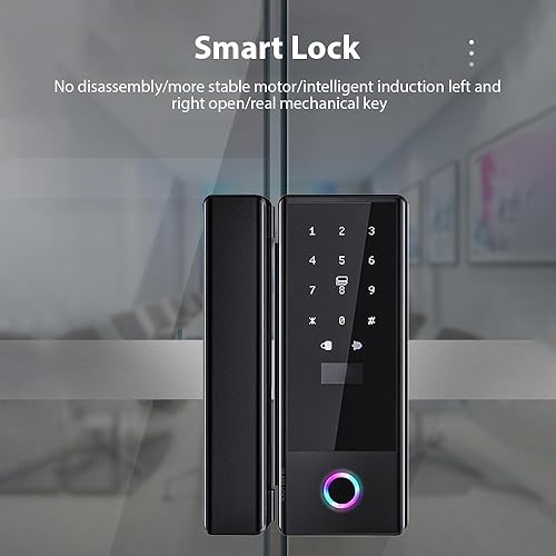 Swokely Smart Lock - Serratura per porta in vetro con telecomando WiFi App TY, password per impronte digitali, scheda IC, direzione del corpo della serratura sostituibile per 10-12 mm di spessore - Honorern