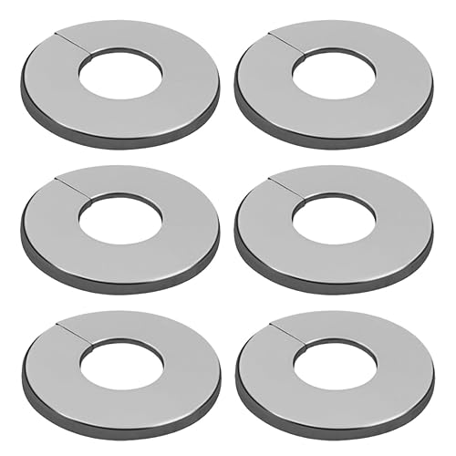 6 Pezzi Copri Tubi,Rosette per Tubi di Riscaldamento,In Acciaio Inox,Rosetta per Termosifone,Diametro Esterno 66 mm,Diametro Interno 28 mm,Impermeabile,Motivo Diviso,Autoadesivo - Honorern
