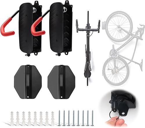 Set di 2 Supporto da Girevole per Biciclette, Verticale Portabici da Muro Gancio da Parete per Portabici, Capacità di Carico Fino a 45 Libbre, per il Garage per Garage o Casa - Honorern
