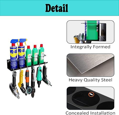 Porta lattine per bottiglie spray, porta bombolette da parete, porta lattine con 5 fori e 6 fessure, supporto per bombolette spray da officina (2 pezzi) - Honorern